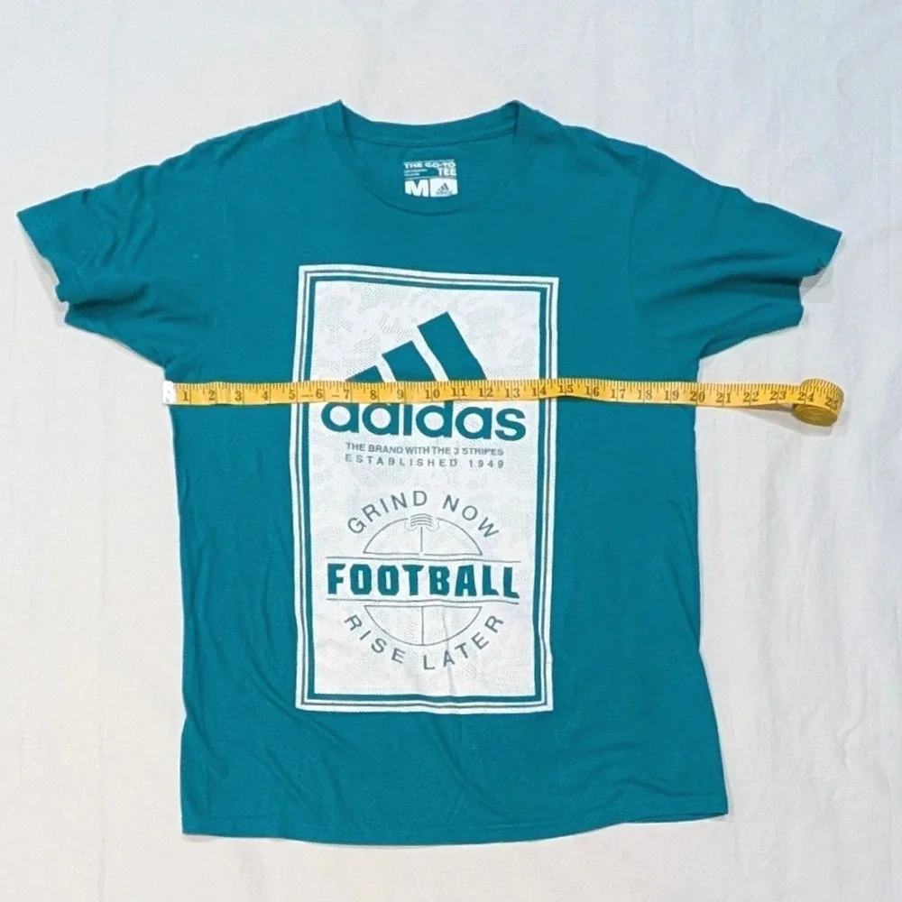 Adidas Mens Graphic T-Shirt Bundle 2 Pack Blue Teal Football Logo Medium